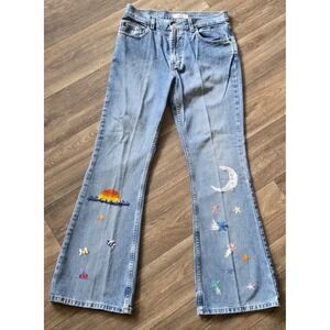 Old Navy Outlet Embroidered Flared Light Wash Denim Jeans Women's Size‎ 8